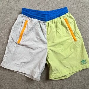 Adidas Shorts Mens Small Woven HC2142 Color Block Blue Green Windbreaker Athlete